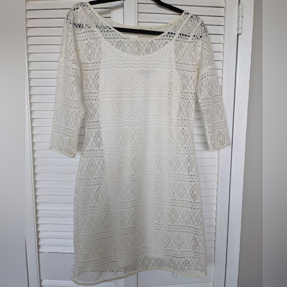 Express Off-white Pointelle Dress